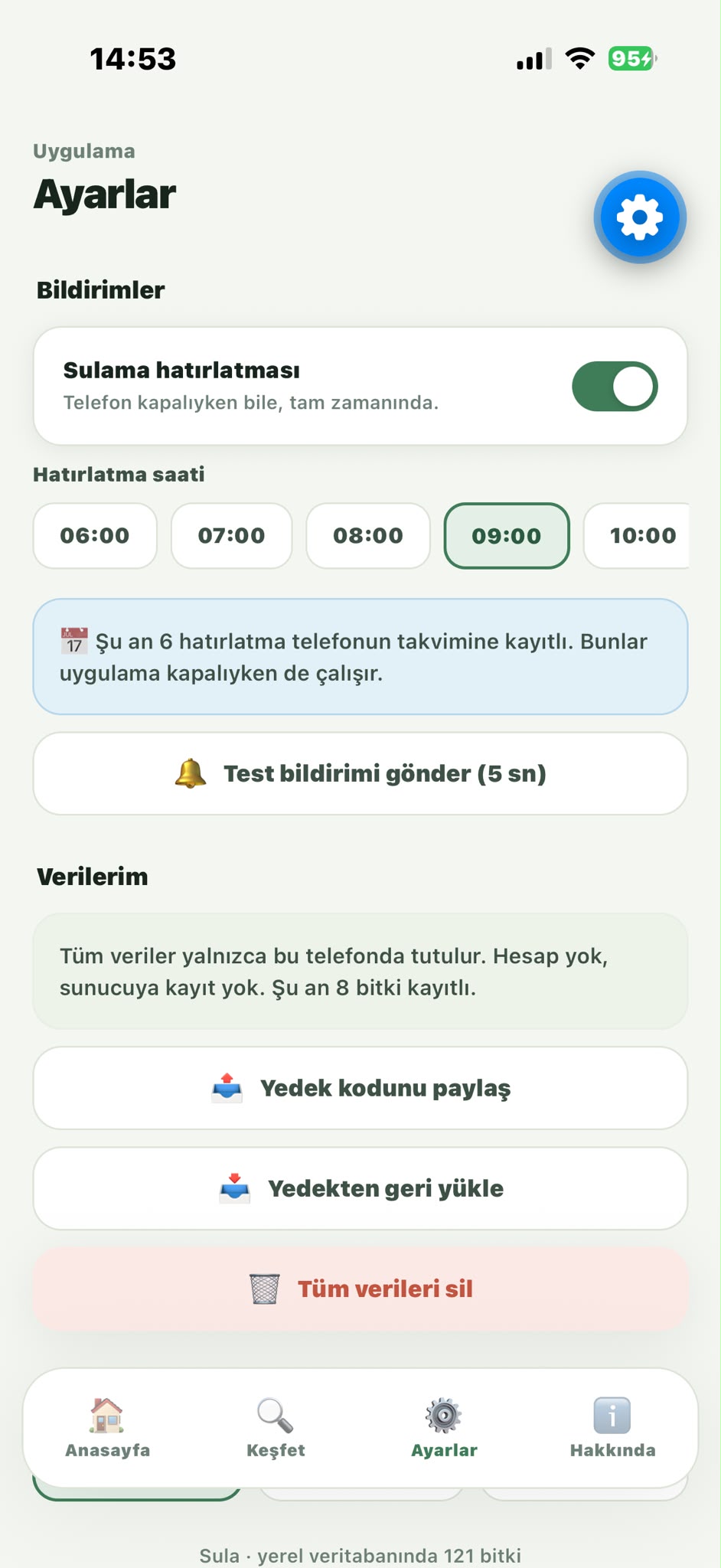 Bitkimi Suluyorum — bitki ekleme listesi; Türkçe ve latince adla arama